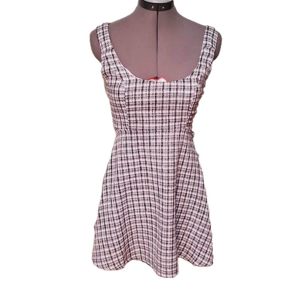 Altar'd State Tweed Skater Mini Dress Wm Size XS  Preppy Academia Coquette